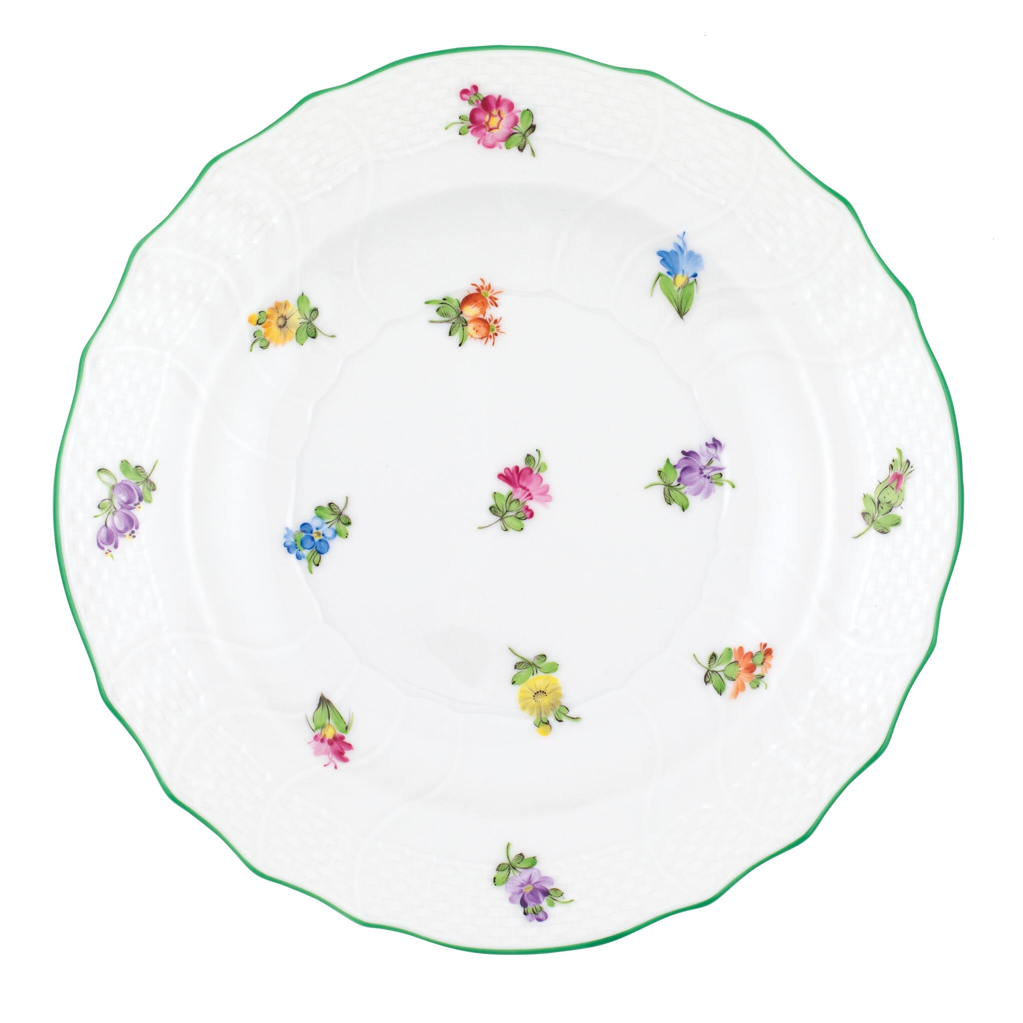Hand-painted Herend Lindsay Salad Plate in fine porcelain, 7.5in D, on a white background
