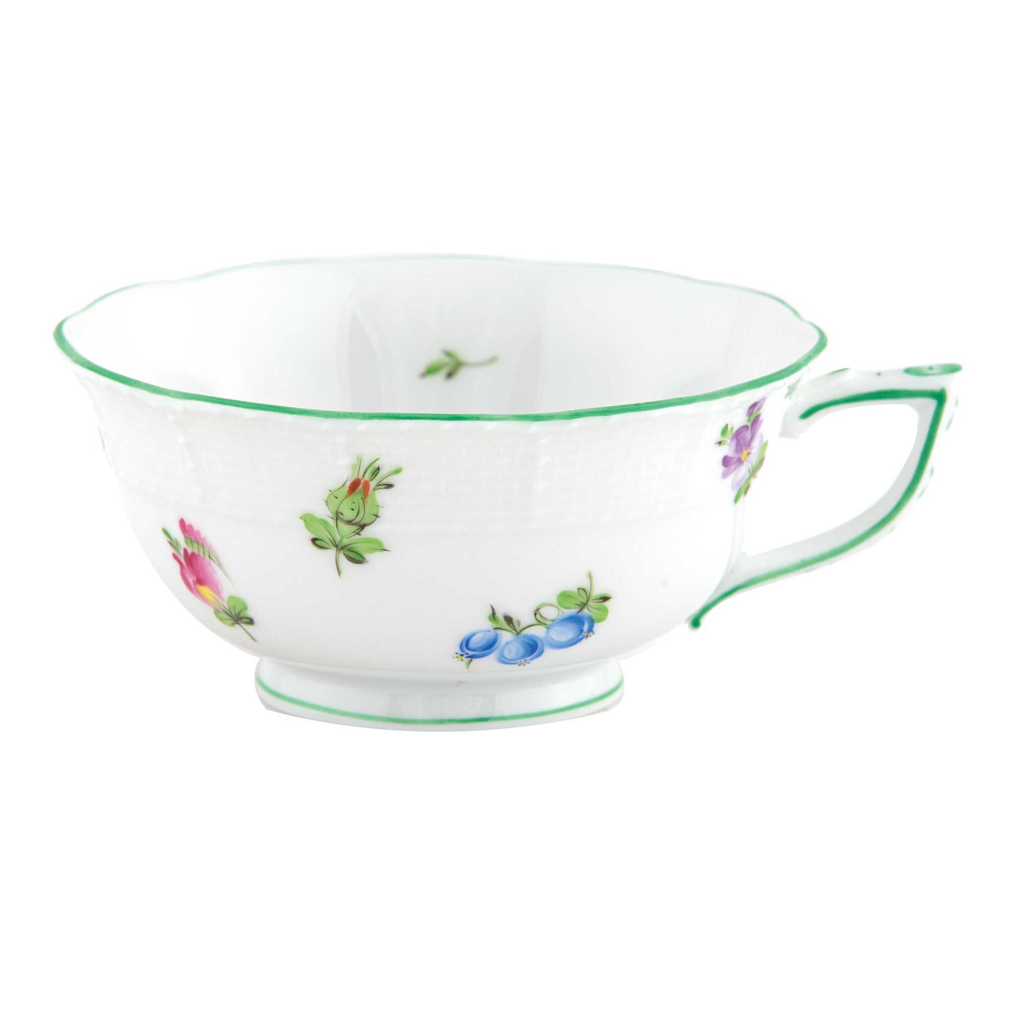 Hand-painted Herend Lindsay Tea Cup Cup & Saucer Set in fine porcelain, on a white background