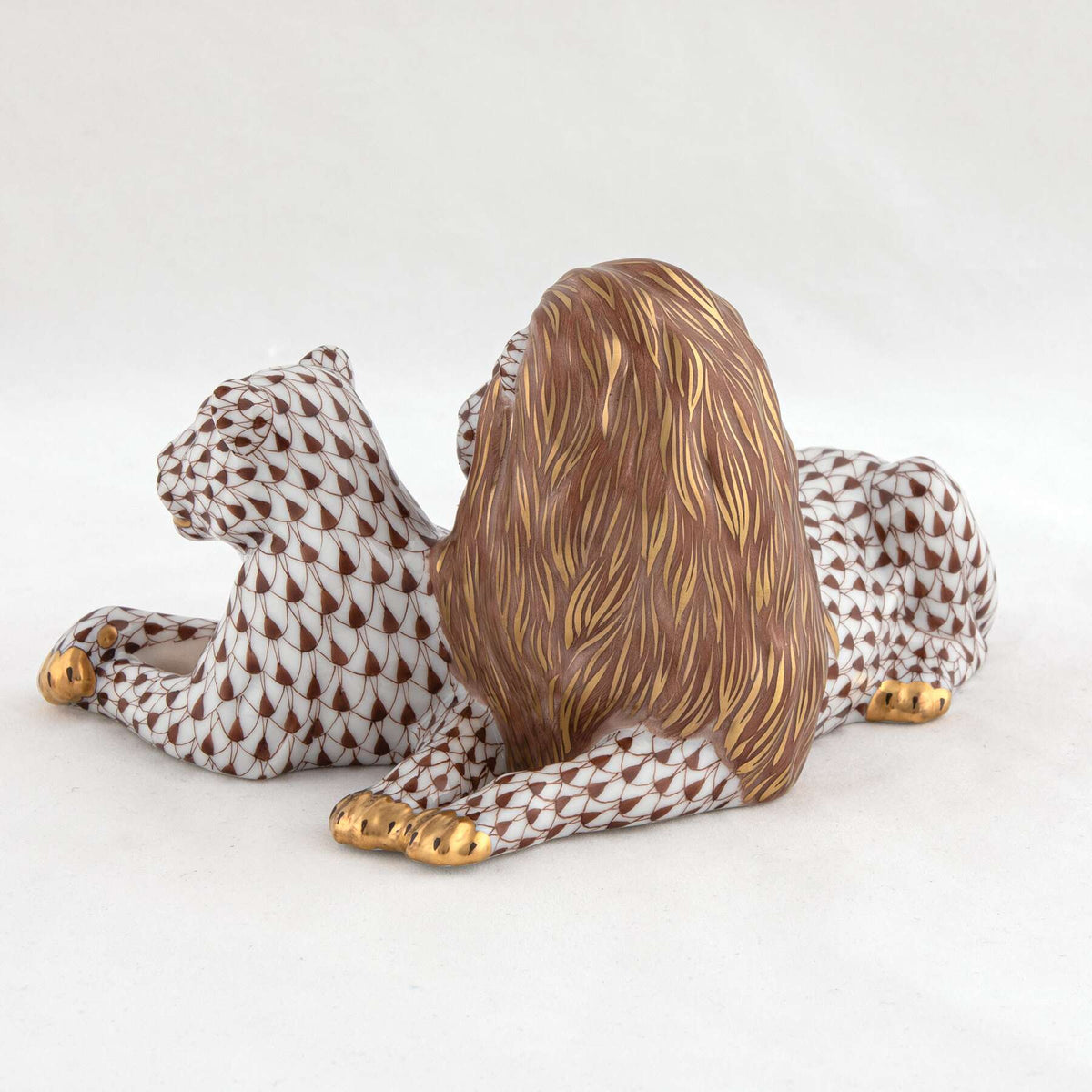 Herend Lion and Lioness Figurine – Chocolate, alternate view