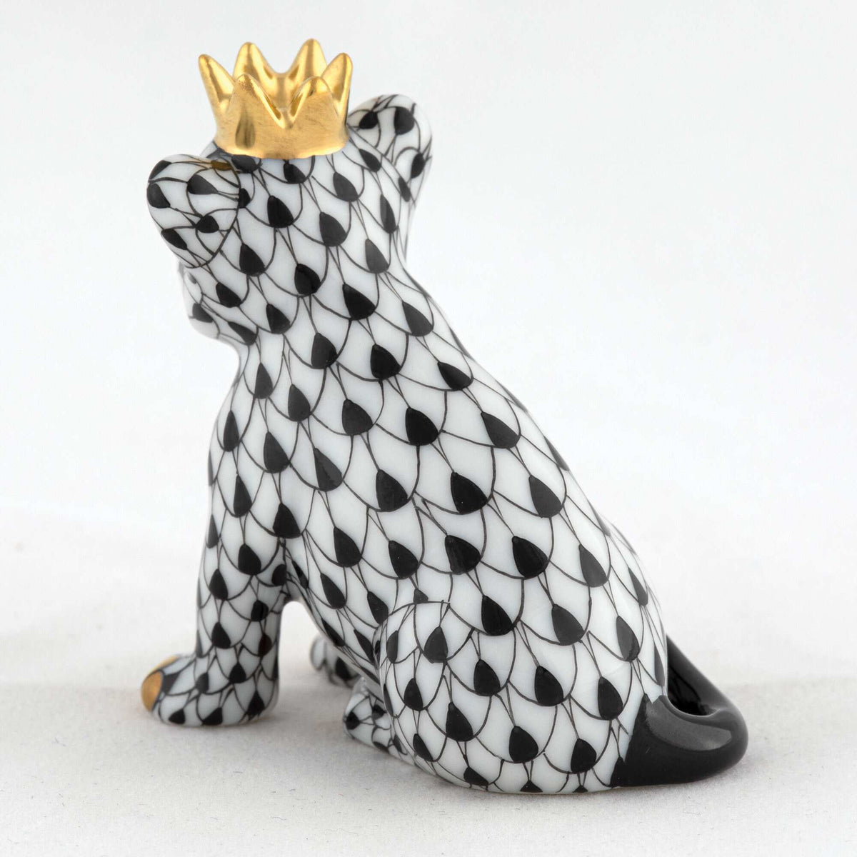 Herend Lion Cub with Crown Figurine – Black, alternate view