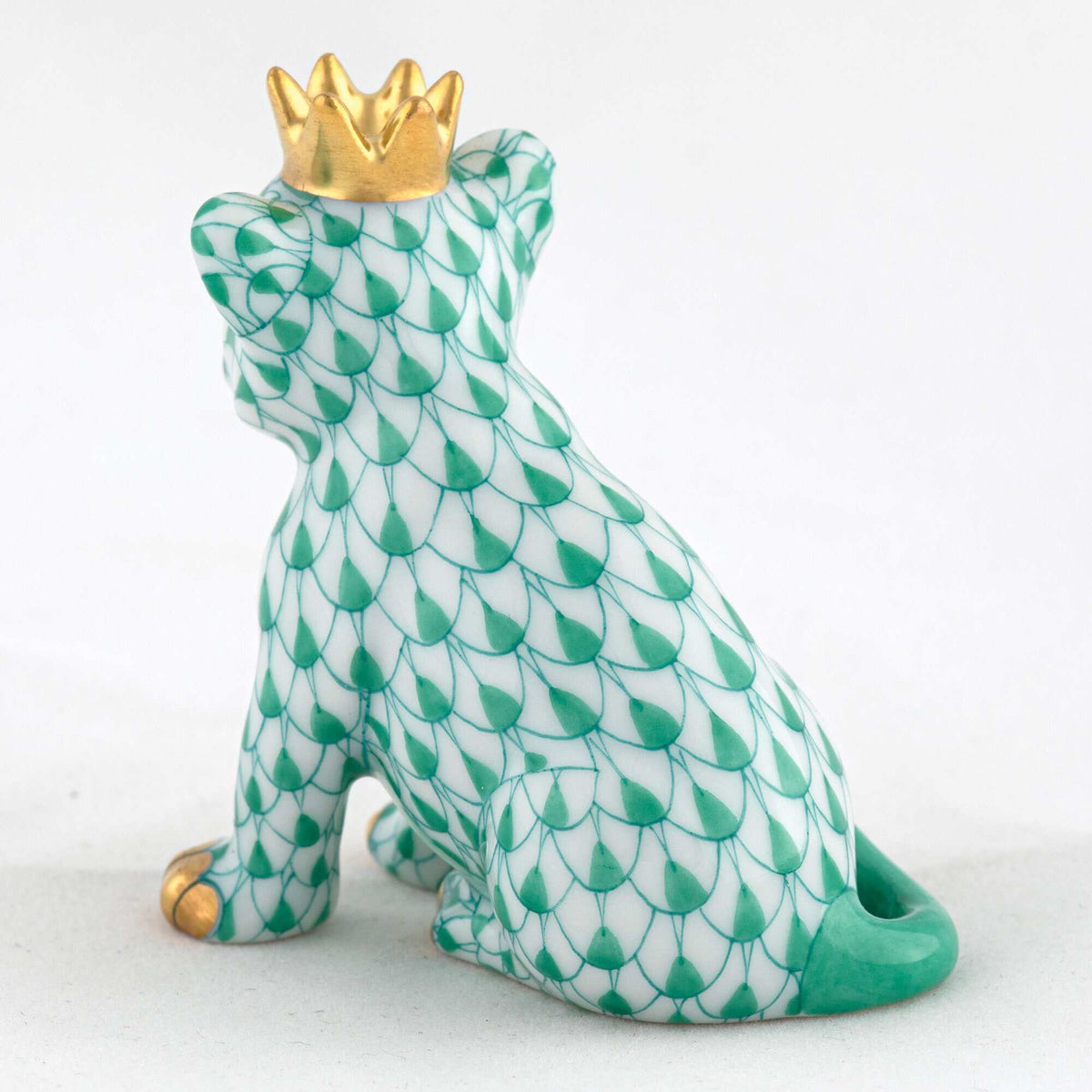 Herend Lion Cub with Crown Figurine – Green, alternate view