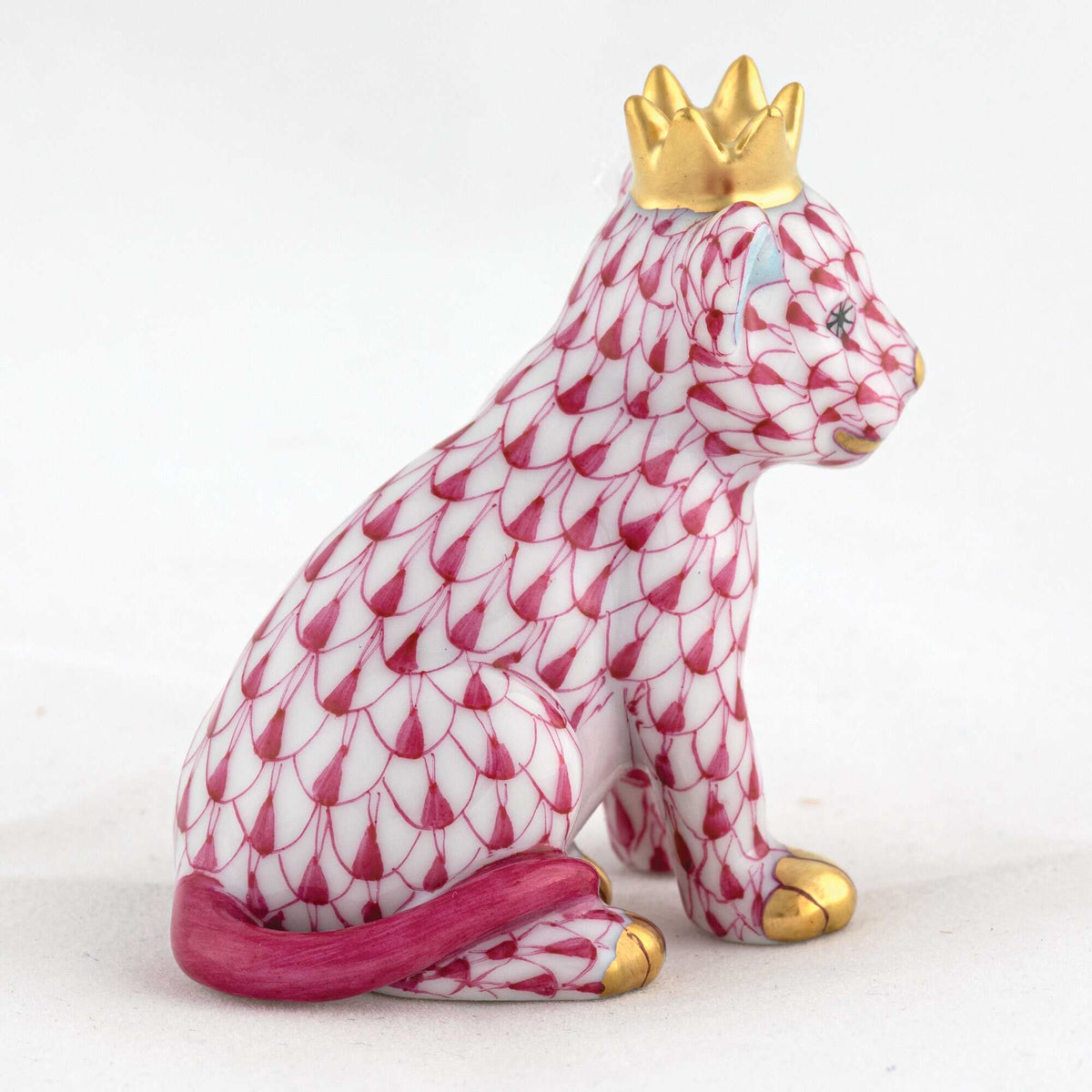 Herend Lion Cub with Crown Figurine – Raspberry, alternate view