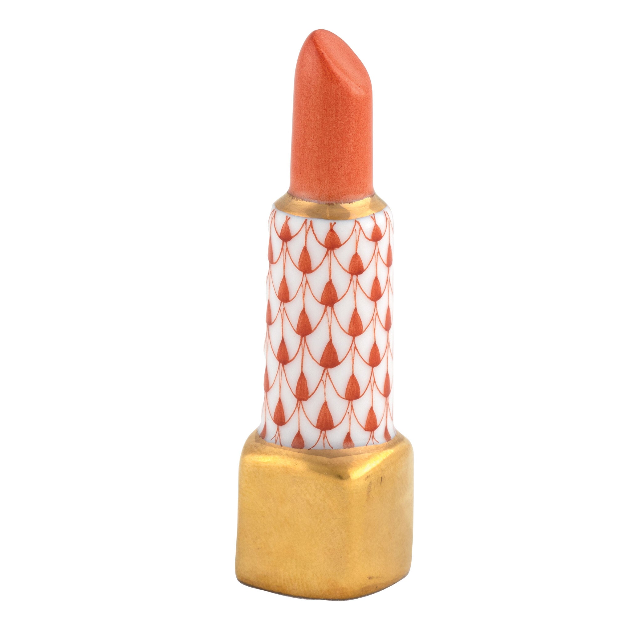 Lipstick Figurine in hand-painted Rust porcelain by Herend of Hungary