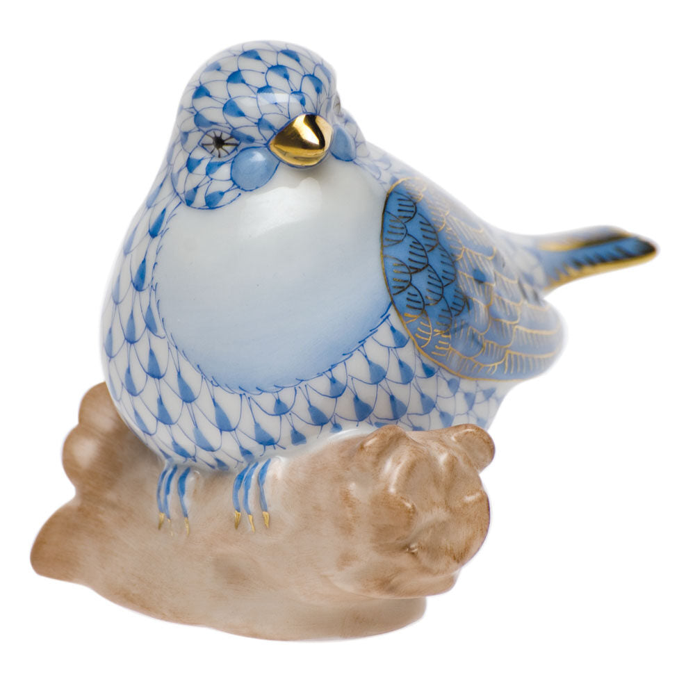 Hand-painted Herend Little Bird Figurine in fine porcelain, 3in W X 2.25in H, on a white background