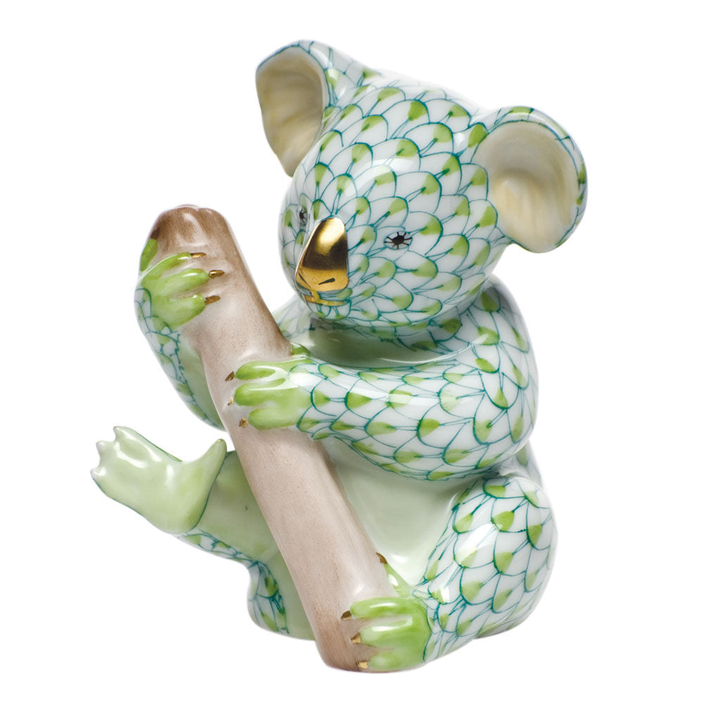 Little Koala Figurine in hand-painted Key Lime porcelain by Herend of Hungary