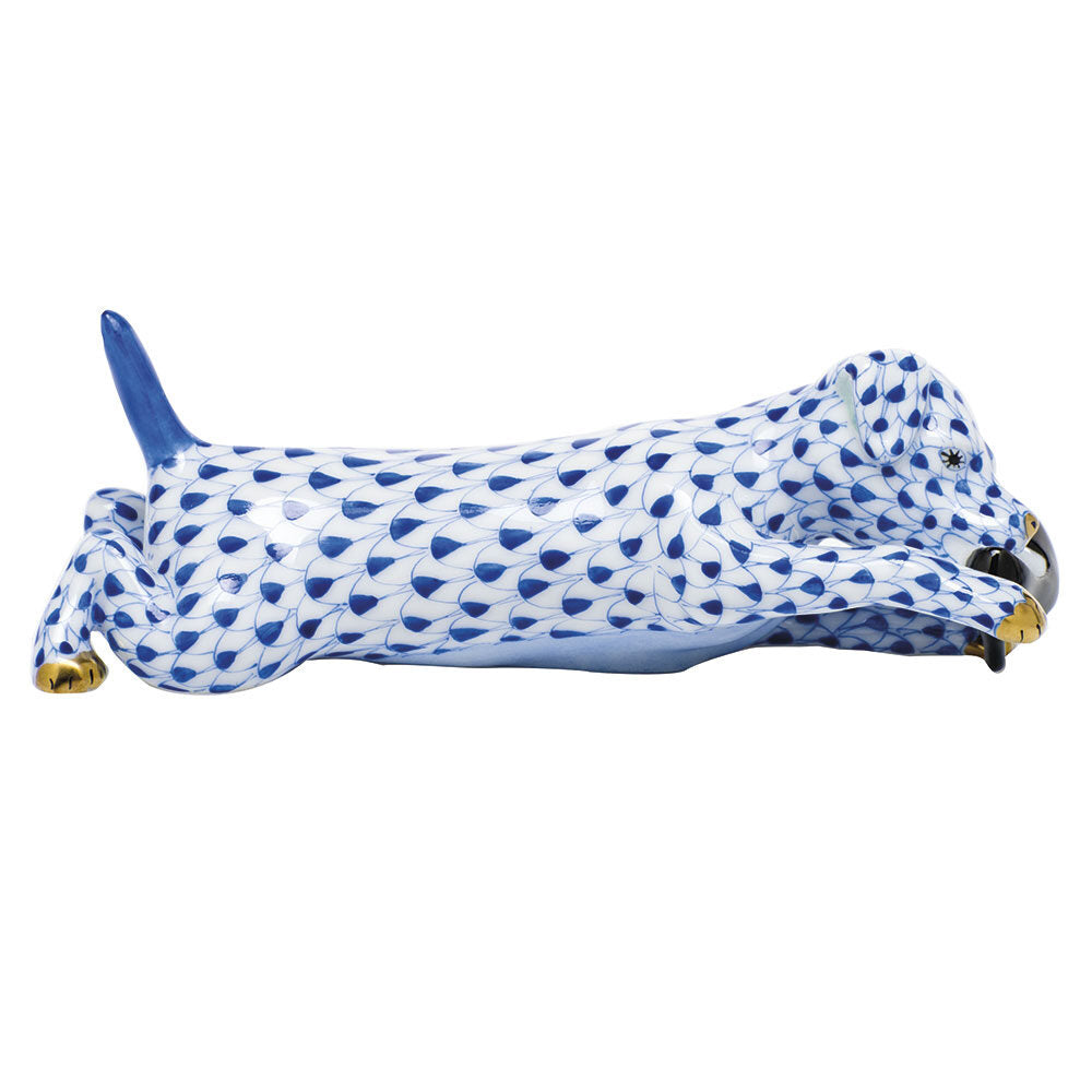 Herend Little Rascal Figurine porcelain figurine painted in the Sapphire fishnet pattern