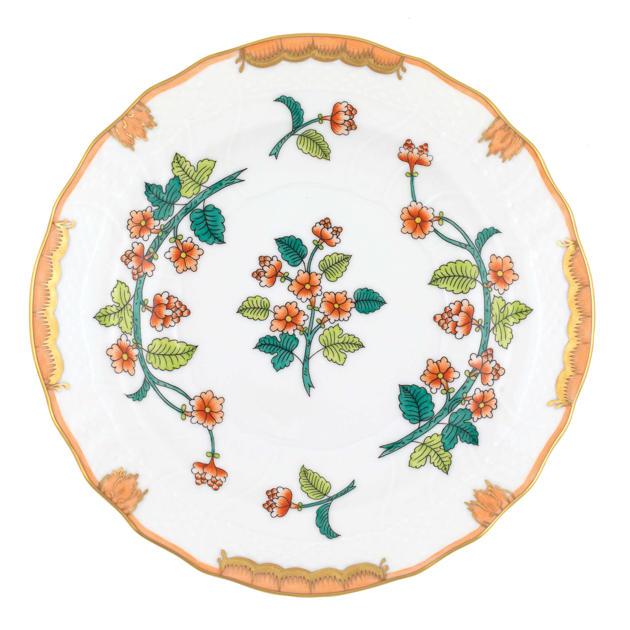 Hand-painted Herend Livia Salad Plate in fine porcelain, 7.5in D, on a white background