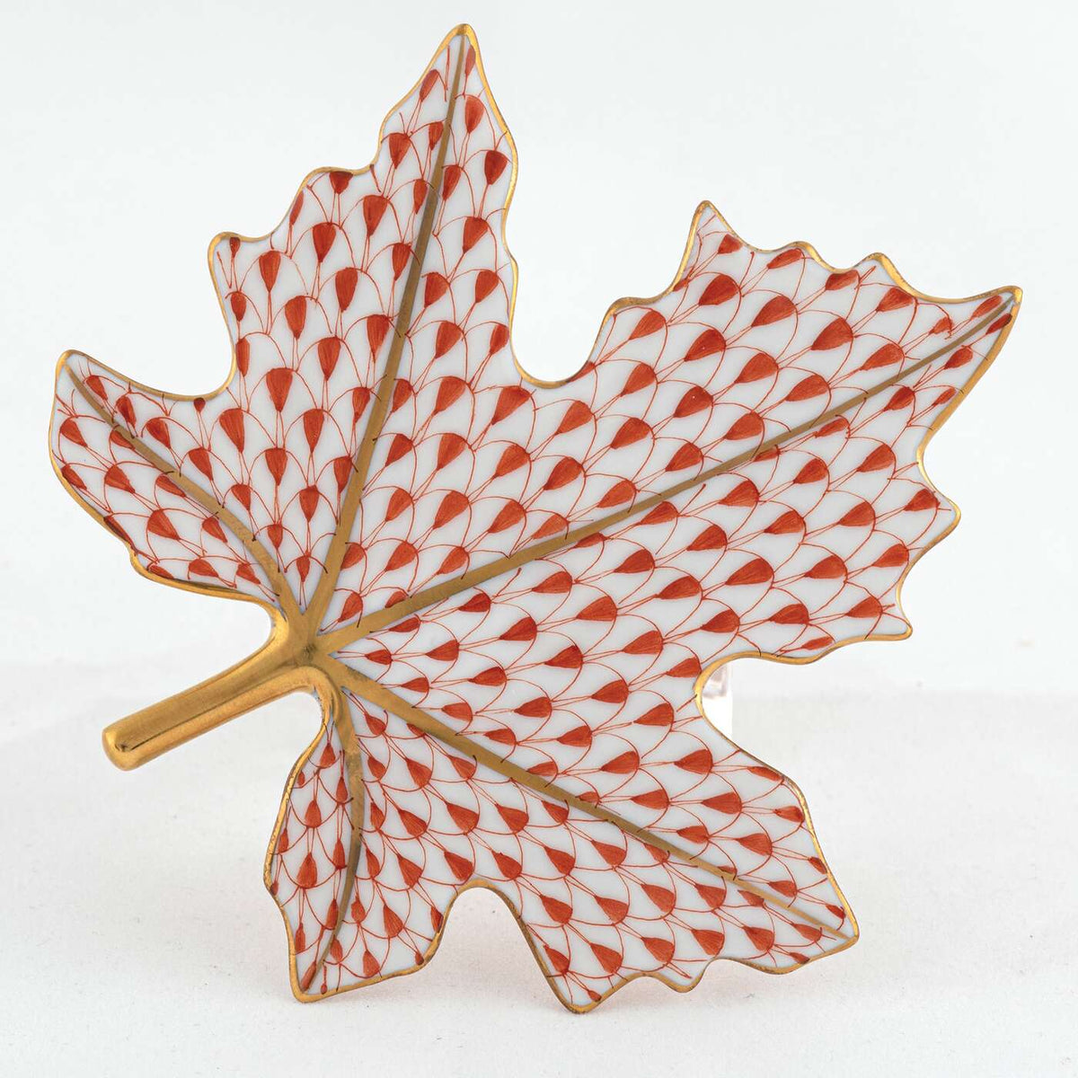 Herend Maple Leaf Figurine – Rust, alternate view