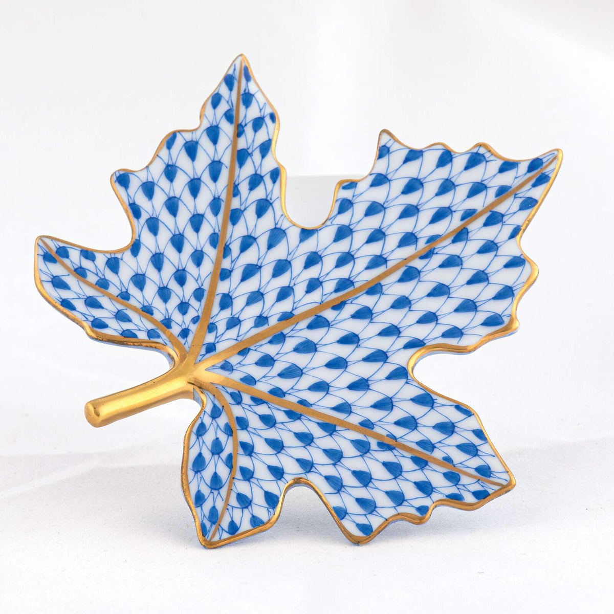 Herend Maple Leaf Figurine – Sapphire, alternate view