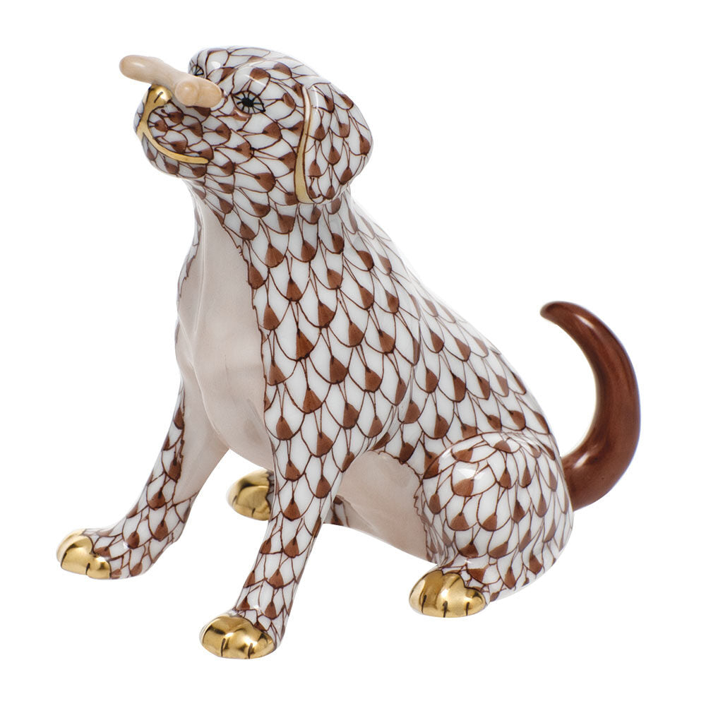 Chocolate fishnet Max with Bone Figurine figurine, hand-painted Herend porcelain with 24k gold accents