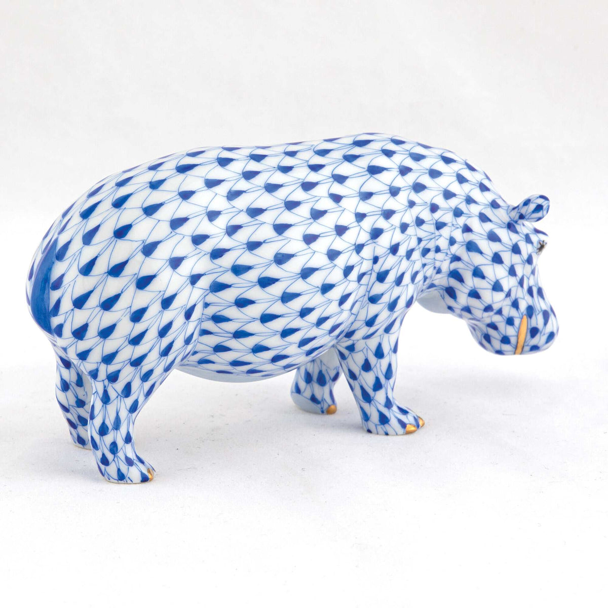 Herend Medium Hippopotamus Figurine – Sapphire, alternate view