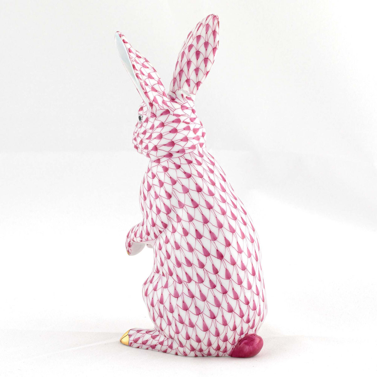 Herend Medium Standing Rabbit Figurine – Raspberry, alternate view