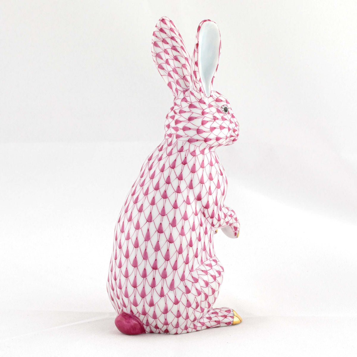Herend Medium Standing Rabbit Figurine – Raspberry, alternate view