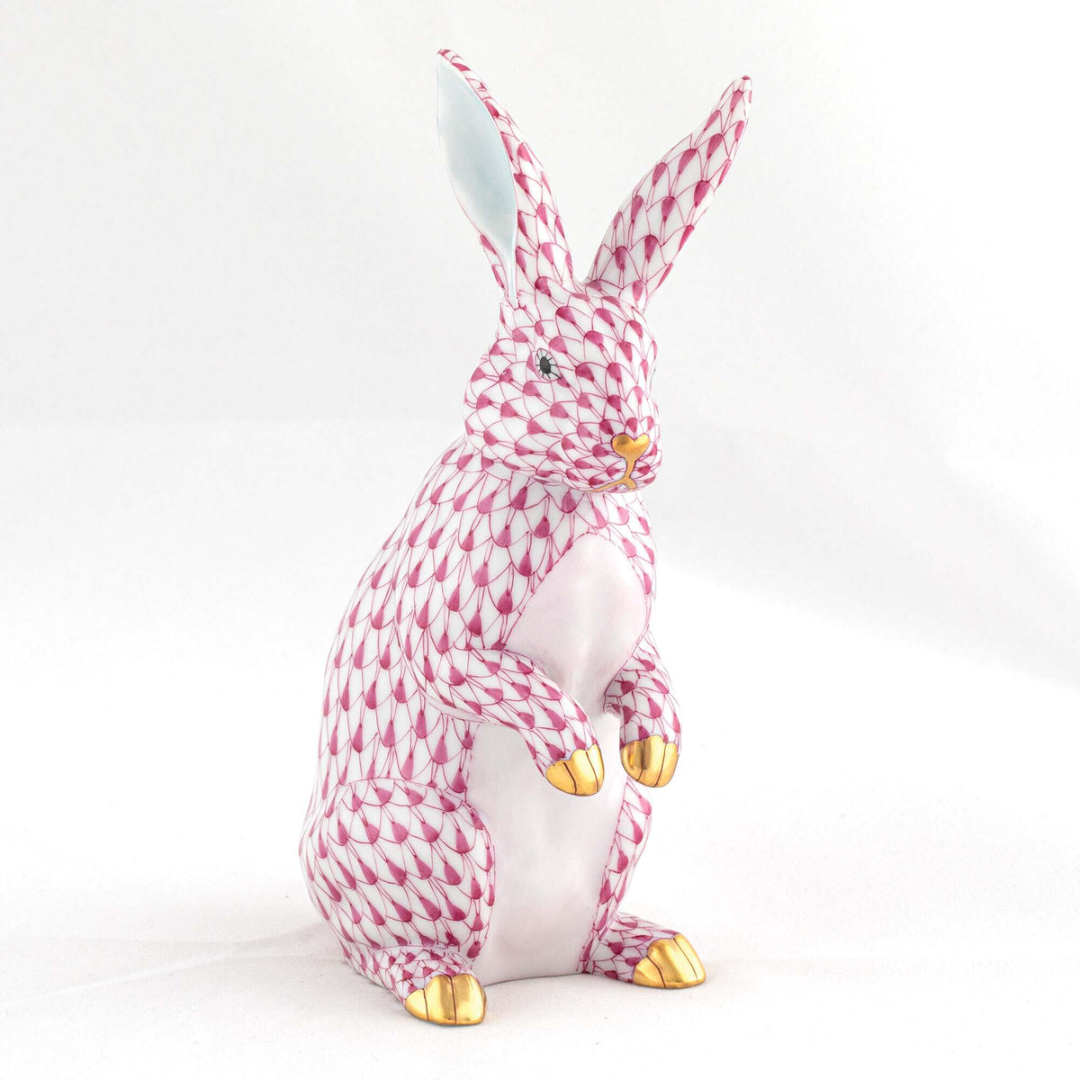 Herend Medium Standing Rabbit Figurine – Raspberry, alternate view