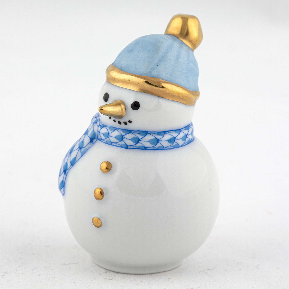 Herend Mini Snowman Figurine – Blue, alternate view