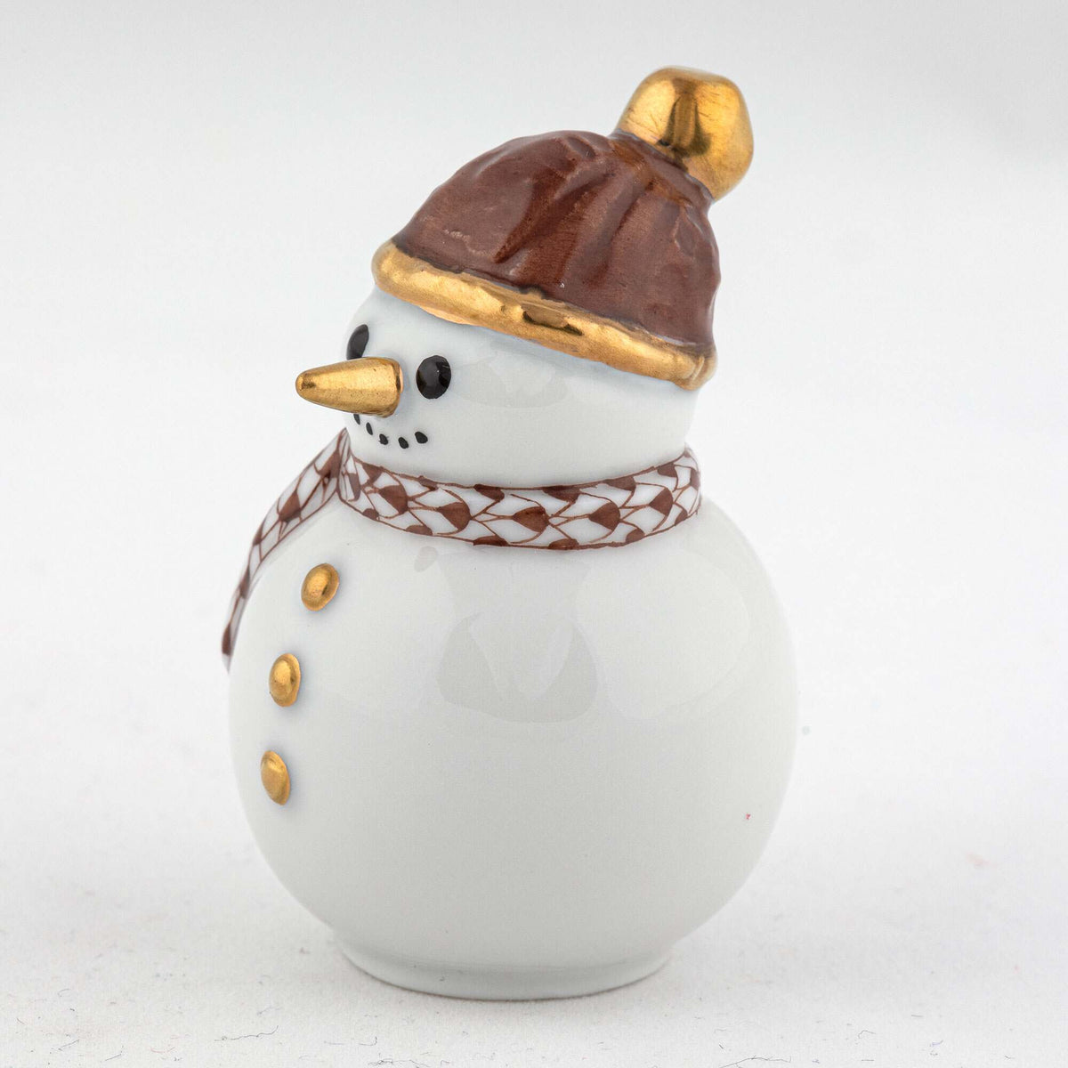 Herend Mini Snowman Figurine – Chocolate, alternate view