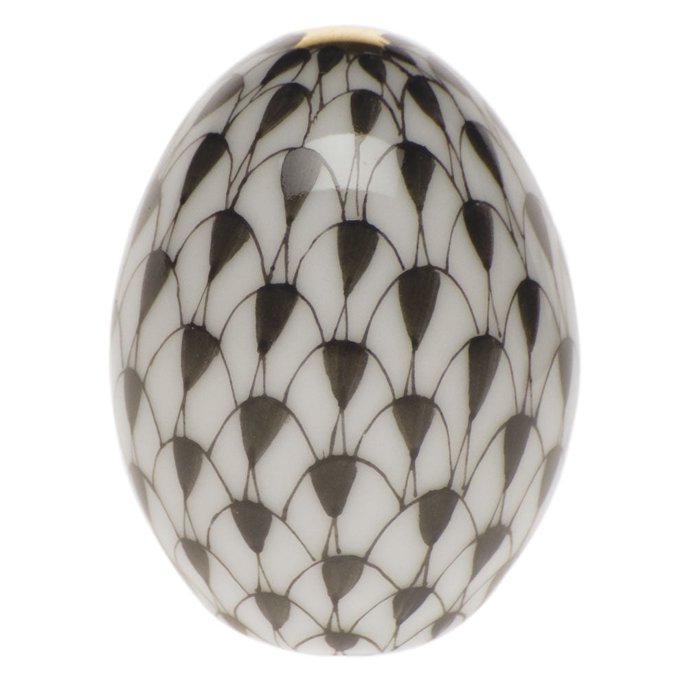 Herend Miniature Egg Figurine porcelain figurine painted in the Black fishnet pattern