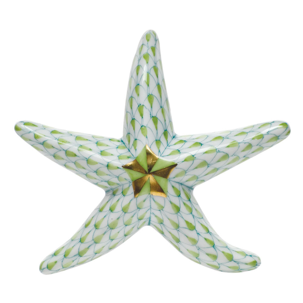 Miniature Starfish Figurine in hand-painted Key Lime porcelain by Herend of Hungary