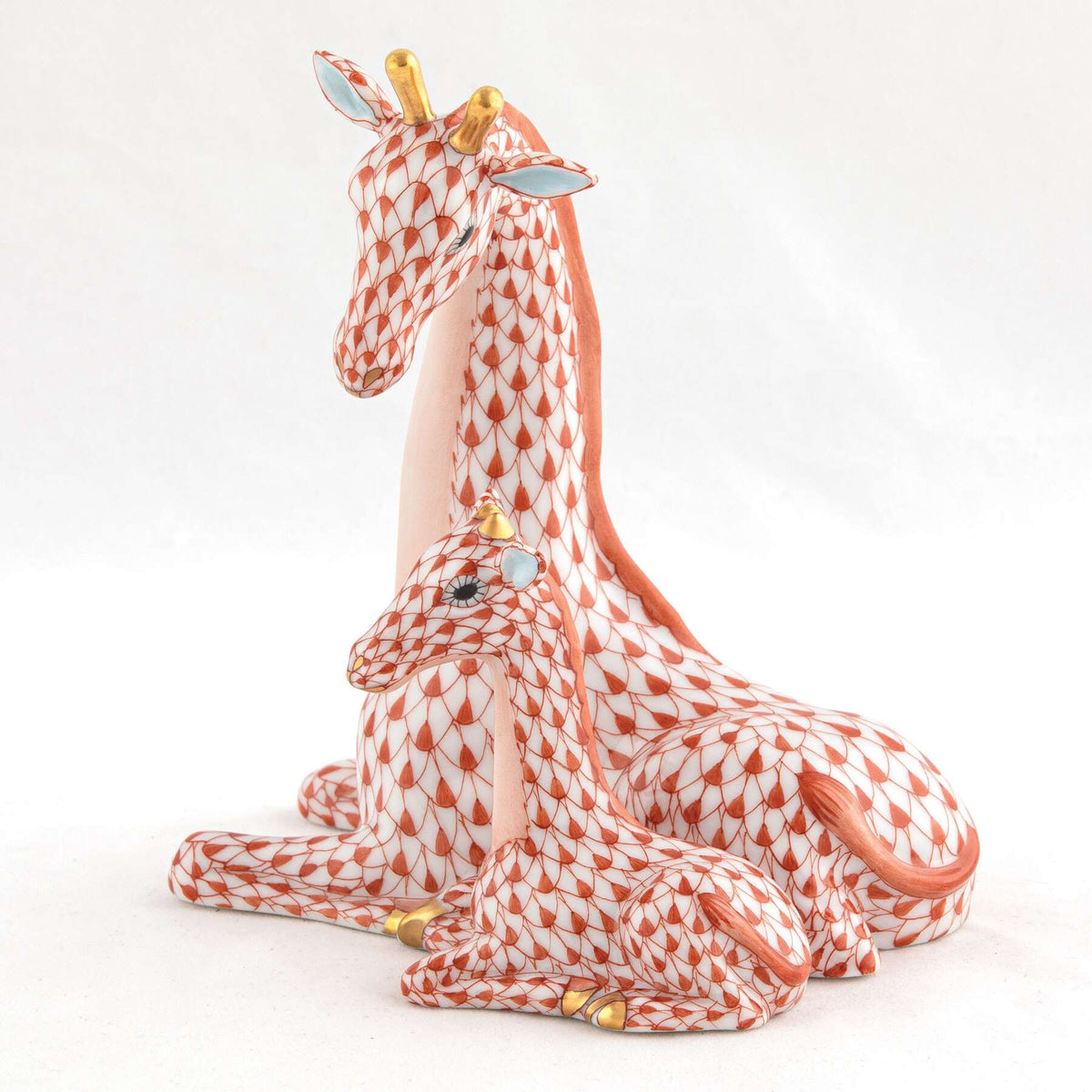 Herend Mother and Baby Giraffe Figurine – Rust, alternate view