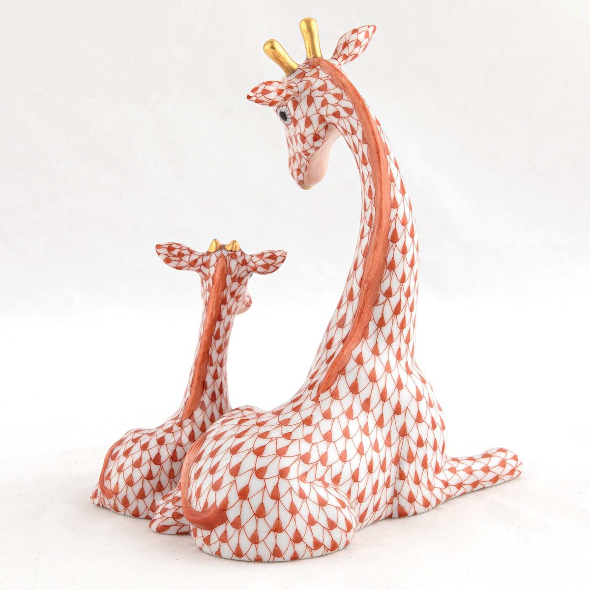 Herend Mother and Baby Giraffe Figurine – Rust, alternate view