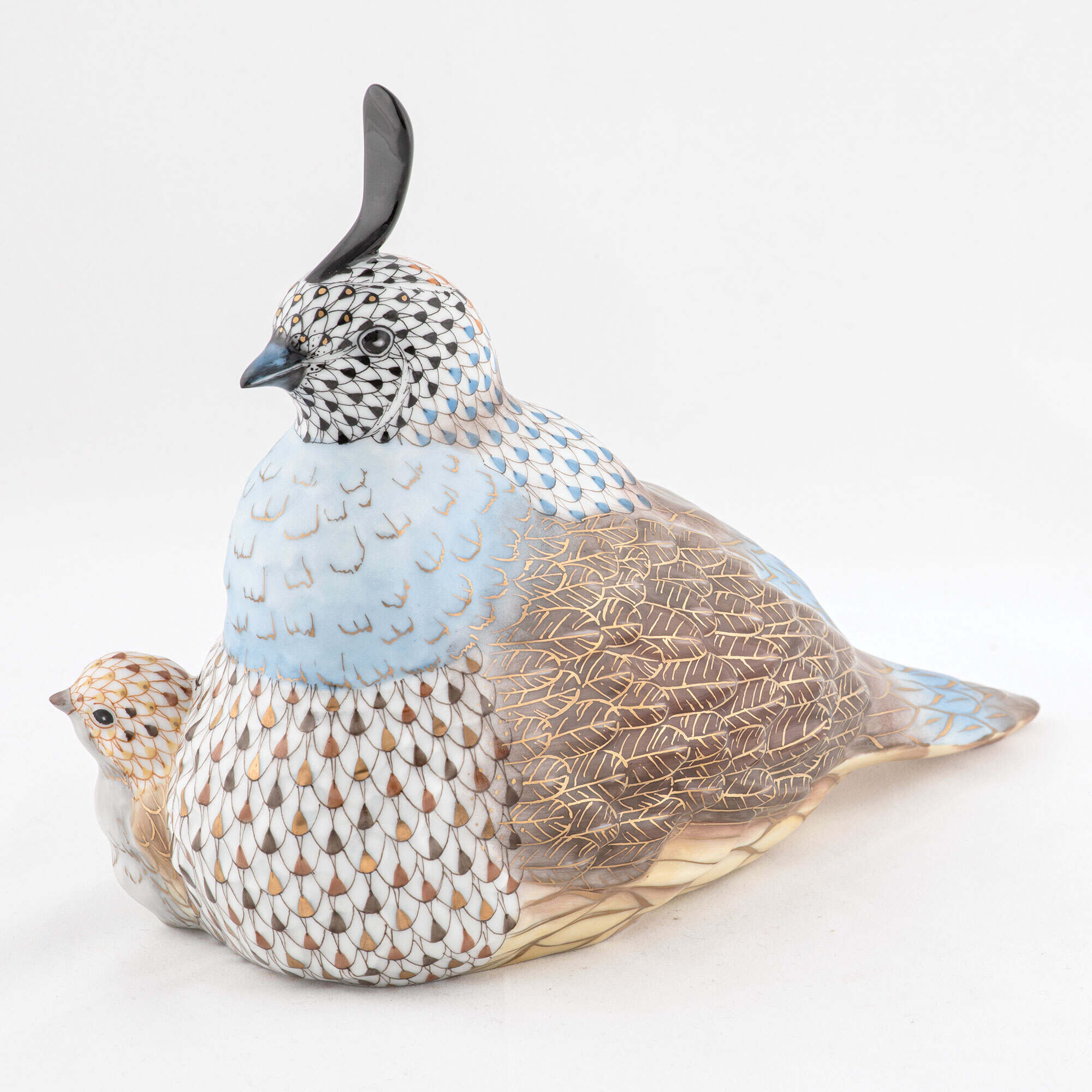 Herend Mother and Baby Quail Figurine โ additional view