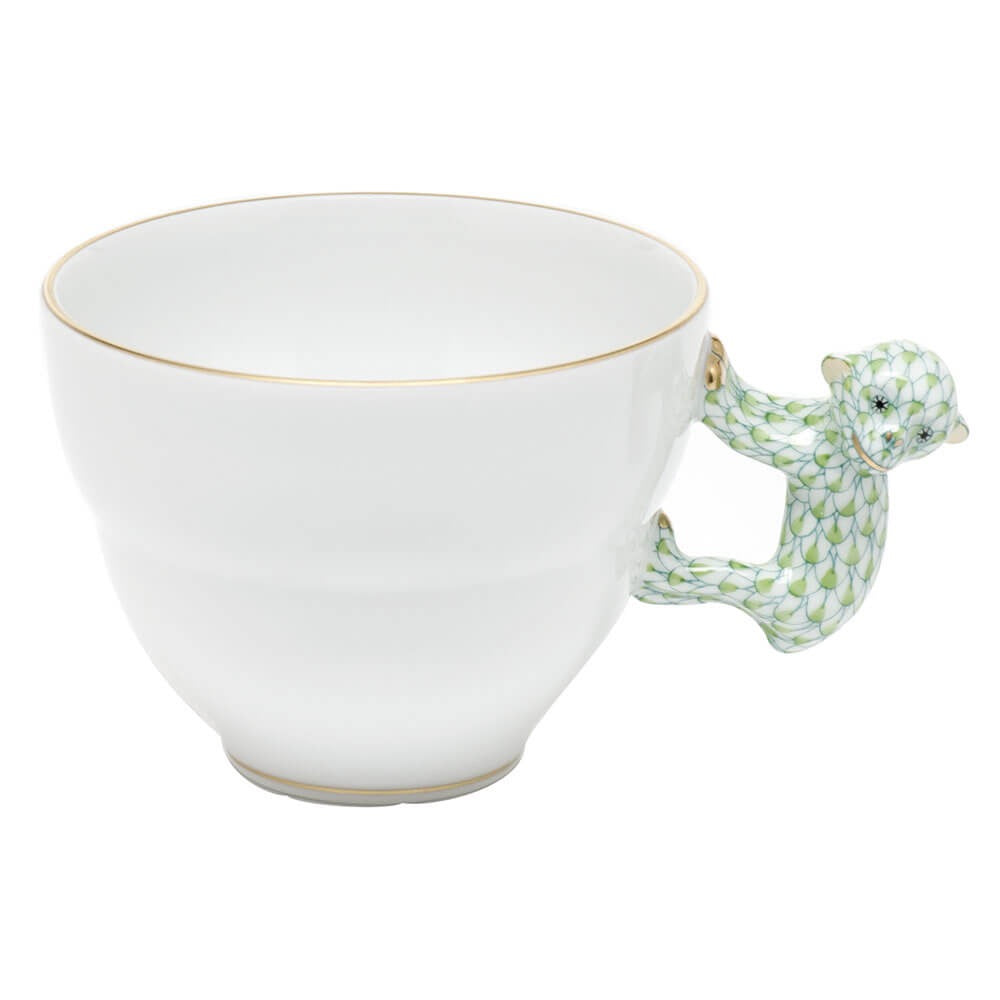 Mug with Monkey Handle in hand-painted Key Lime porcelain by Herend of Hungary