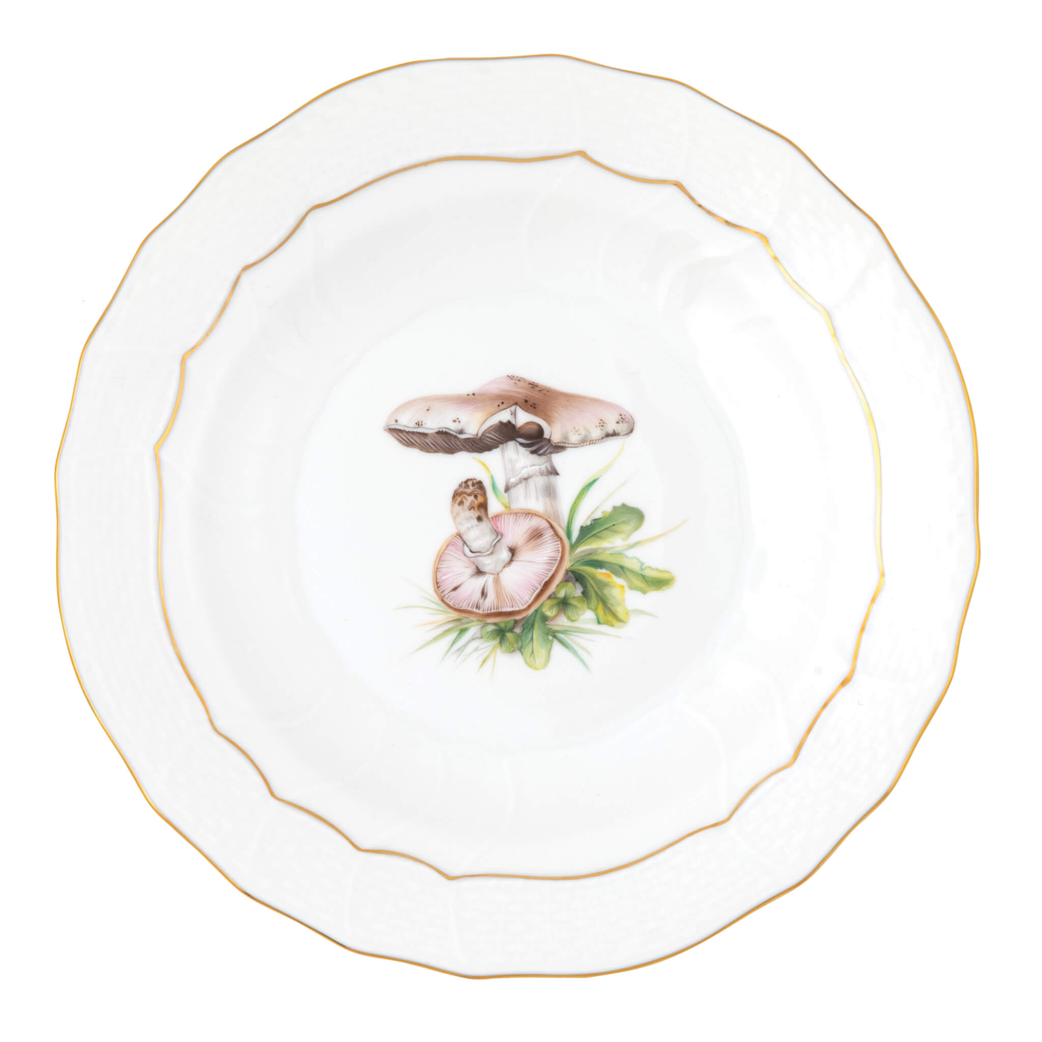 Herend Mushroom Luncheon Plate Motif 01 in Multicolor - Hand-painted Hungarian porcelain by Herend. Paris Tableware.