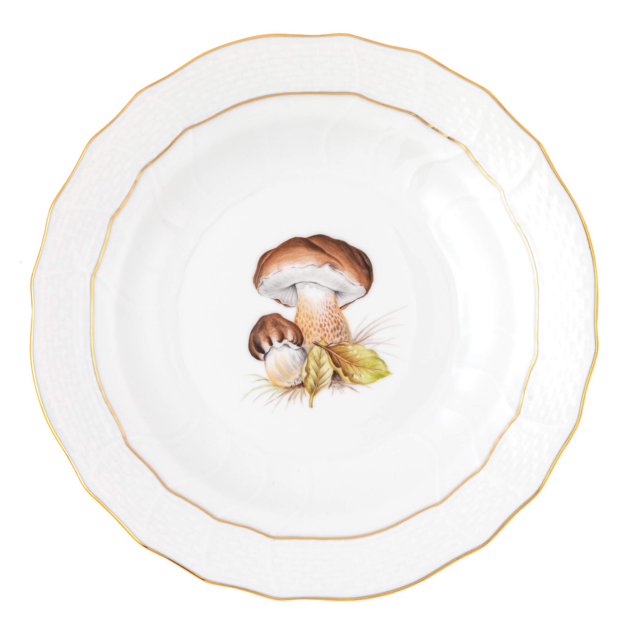 Herend Mushroom Luncheon Plate Motif 03 in Multicolor - Hand-painted Hungarian porcelain by Herend. Paris Tableware.