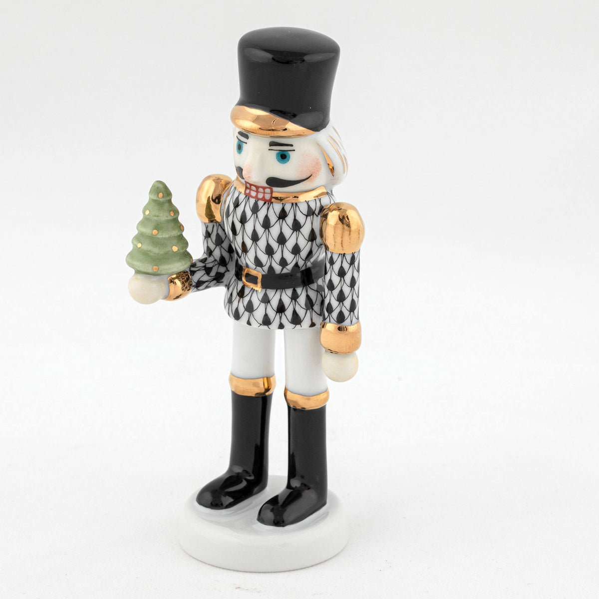 Herend Nutcracker with Christmas Tree Figurine – Black, alternate view