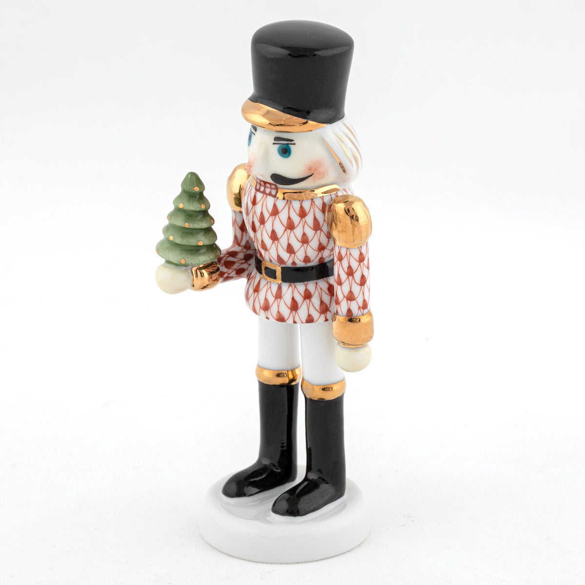 Herend Nutcracker with Christmas Tree Figurine – Rust, alternate view