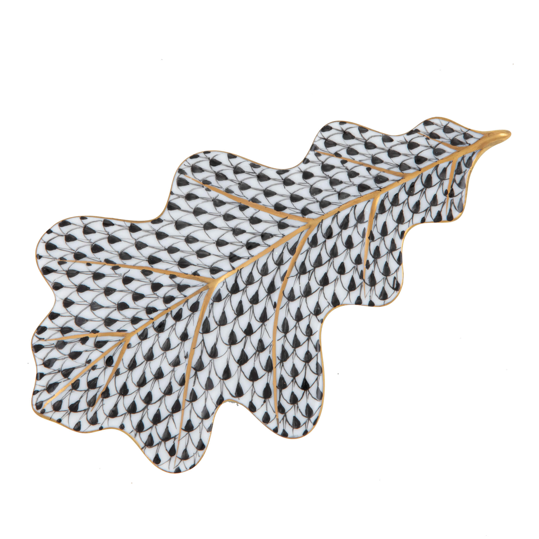 Herend Oak Leaf in Black