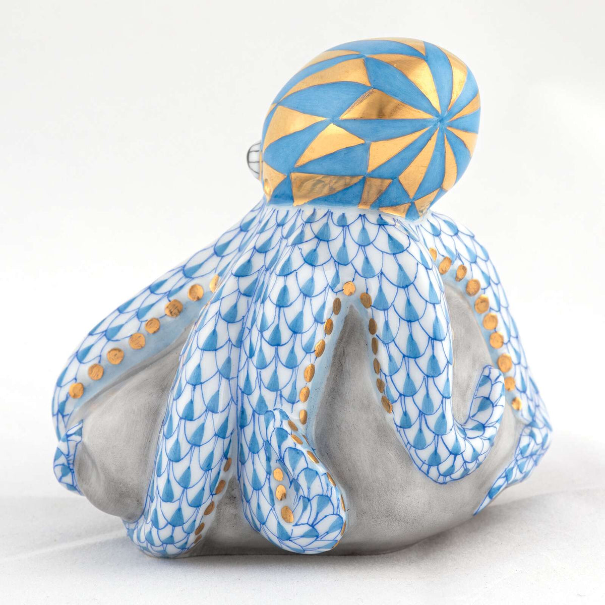 Herend Octopus on Rock Figurine – Blue, alternate view