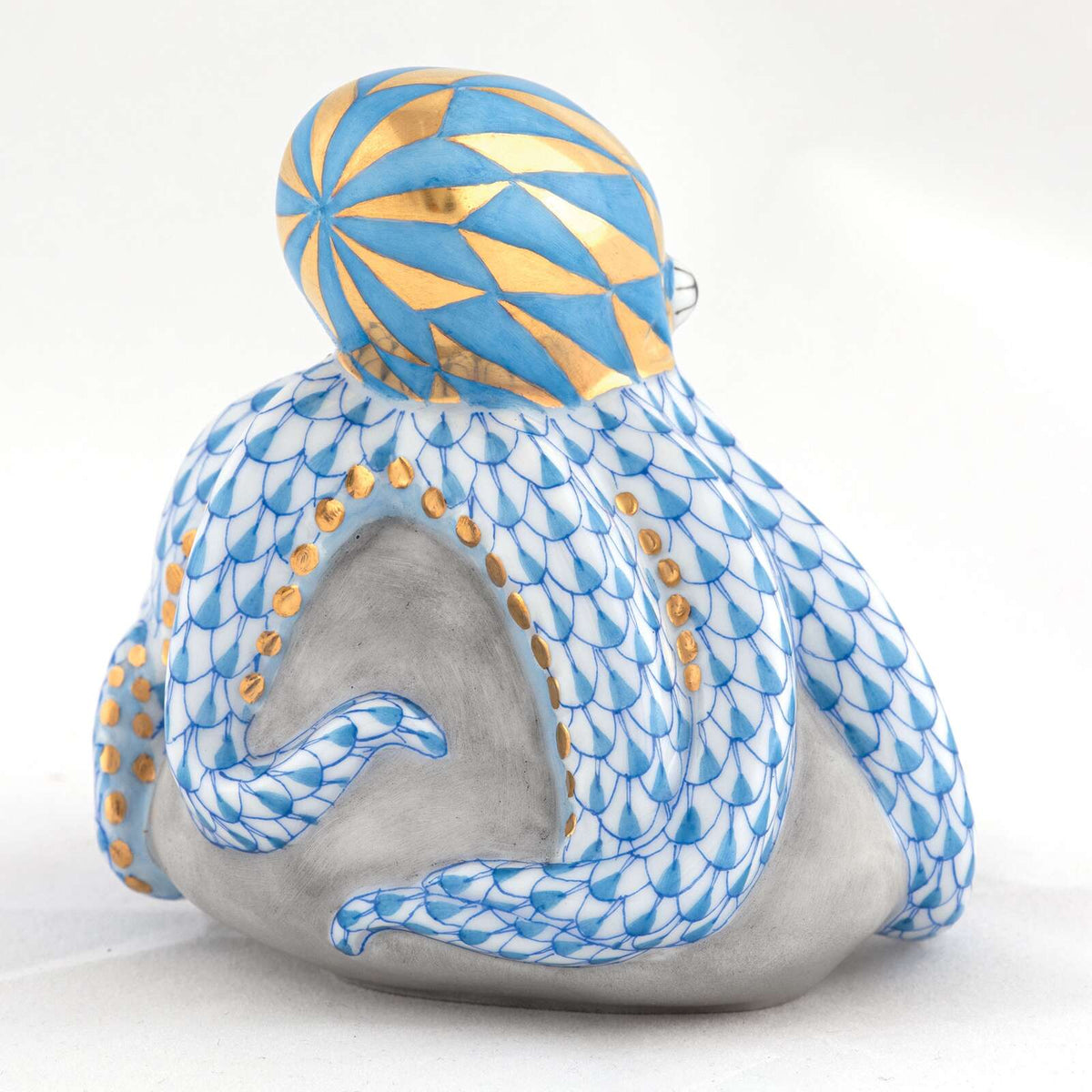 Herend Octopus on Rock Figurine – Blue, alternate view