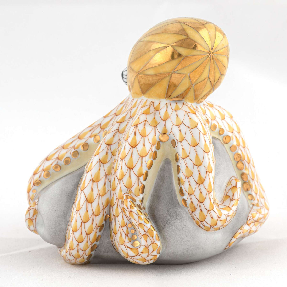 Herend Octopus on Rock Figurine – Butterscotch, alternate view
