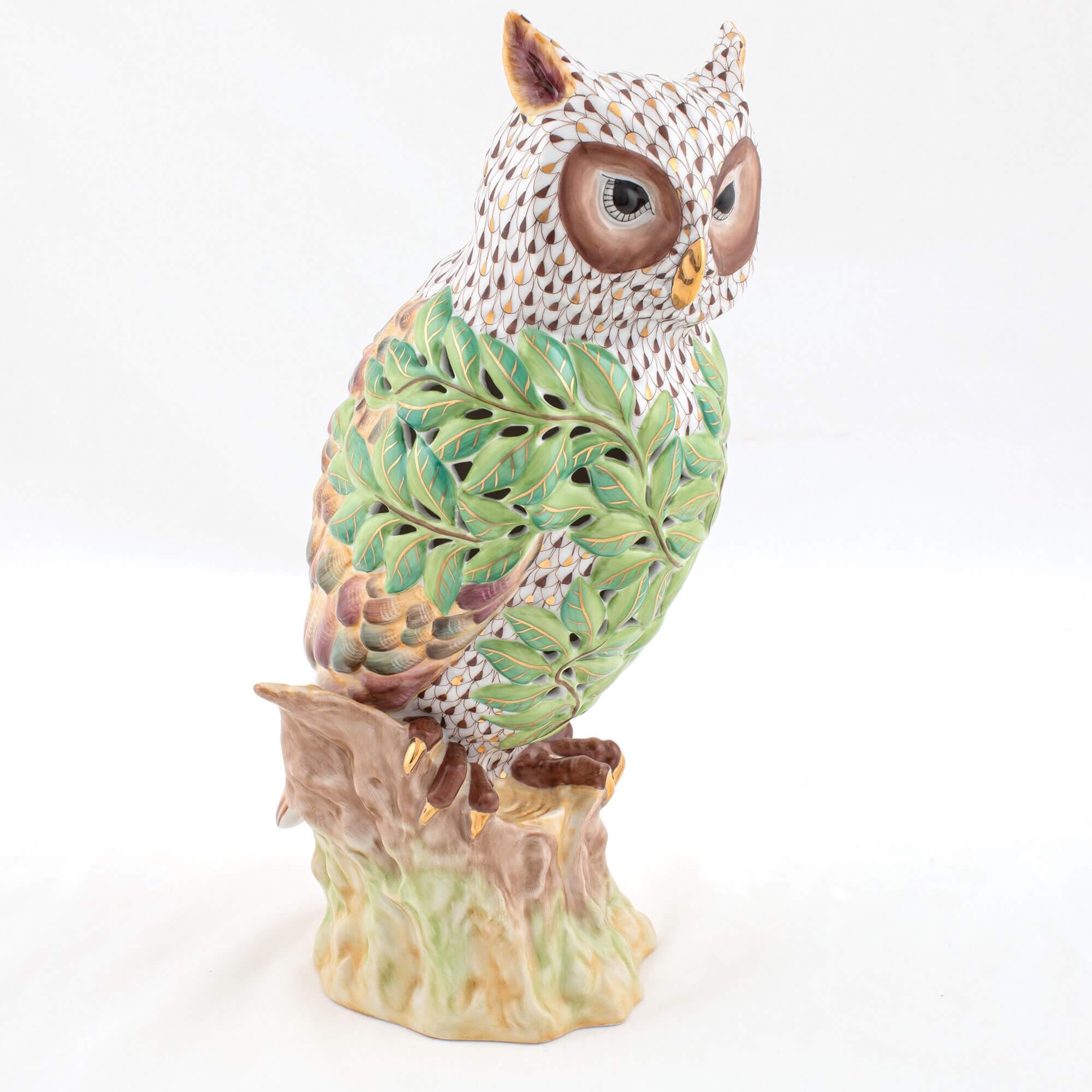 Herend Openwork Owl with Leaves Figurine โ additional view