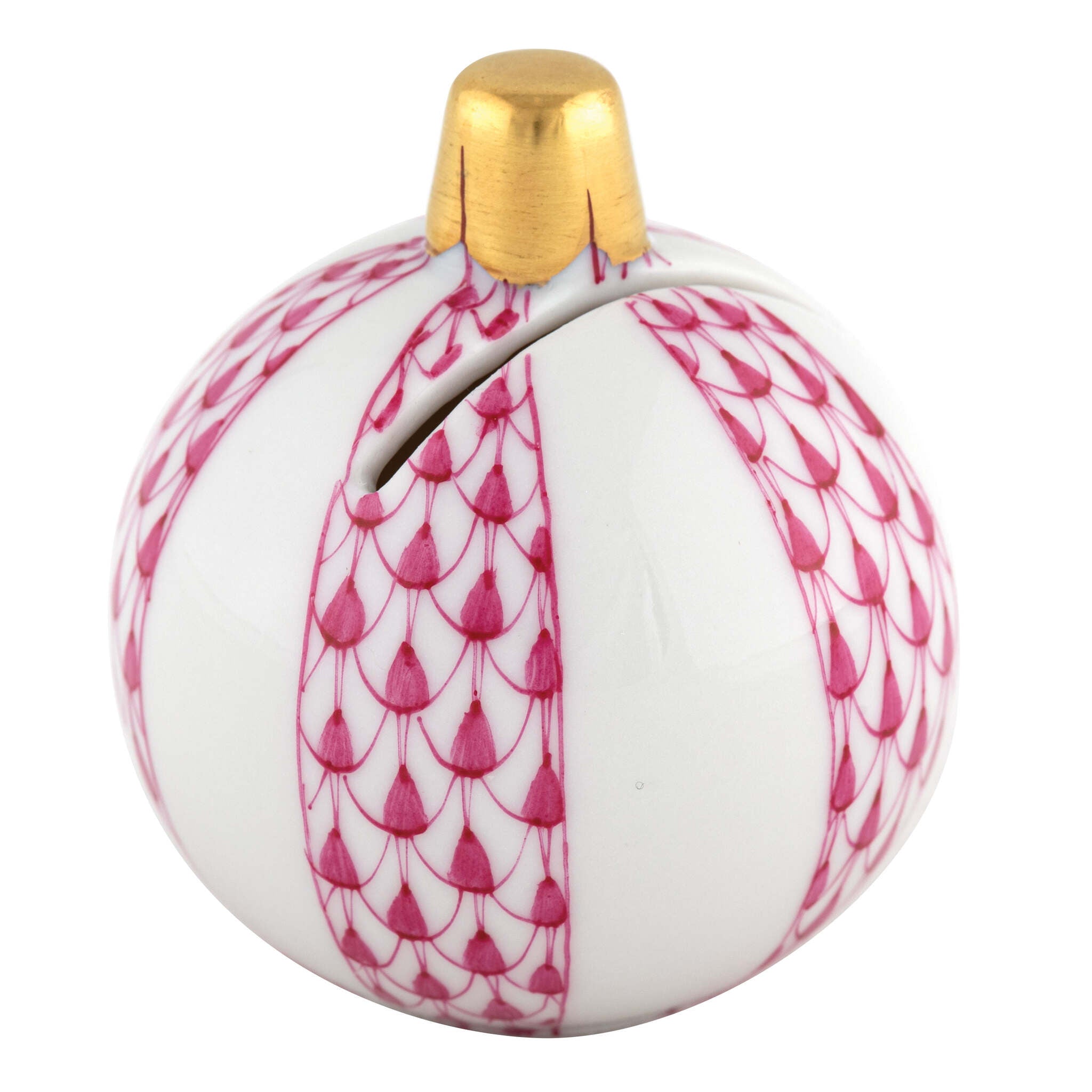 Raspberry fishnet Ornament Place Card Holder Figurine figurine, hand-painted Herend porcelain with 24k gold accents