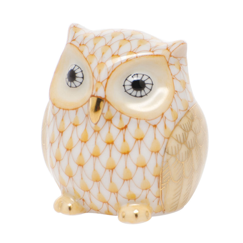Owlet Figurine in hand-painted Butterscotch porcelain by Herend of Hungary