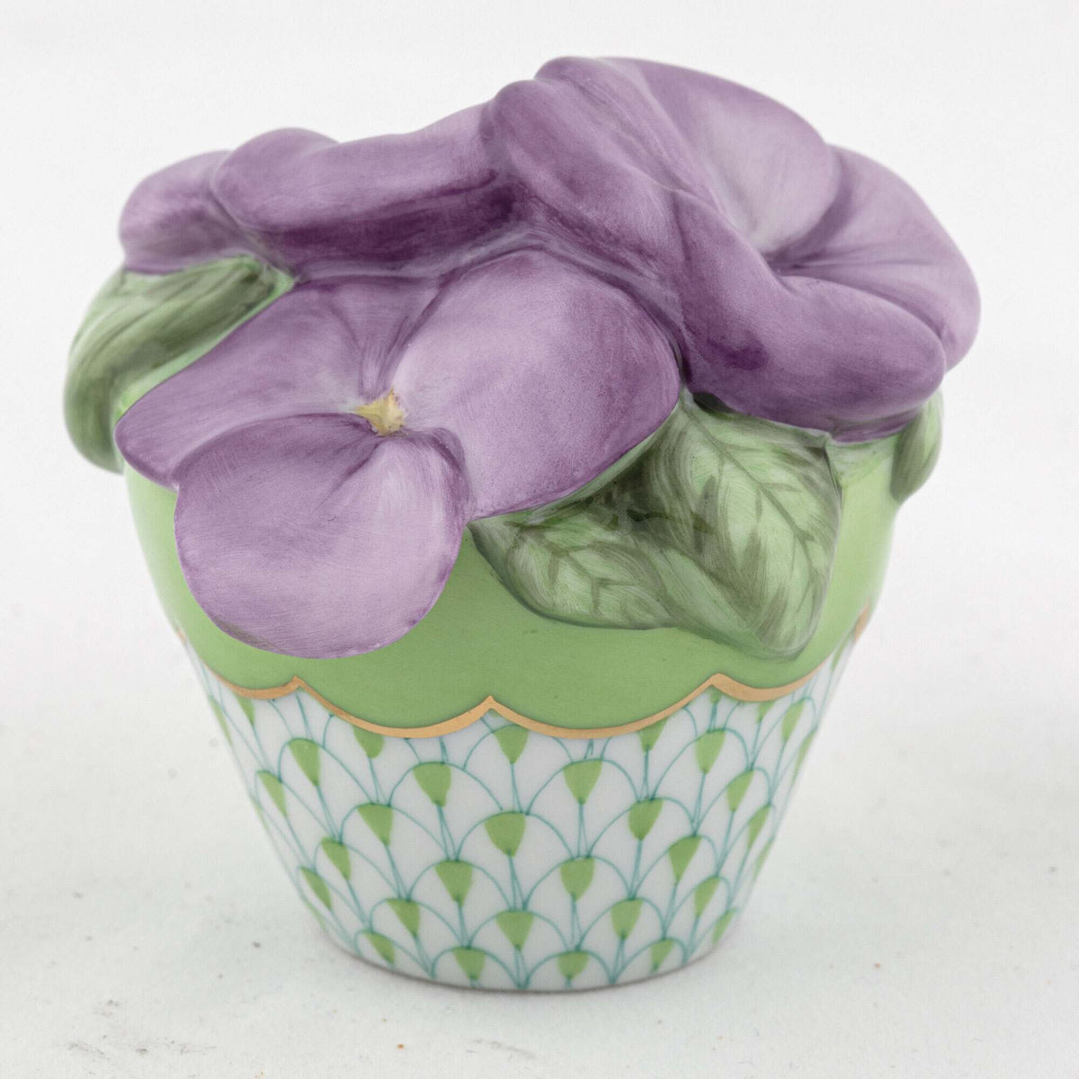 Herend Pansies in Flowerpot Figurine – Key Lime, alternate view