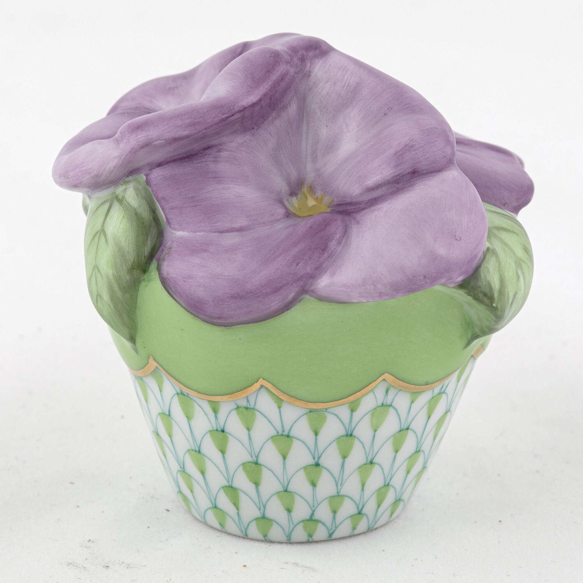 Herend Pansies in Flowerpot Figurine – Key Lime, alternate view