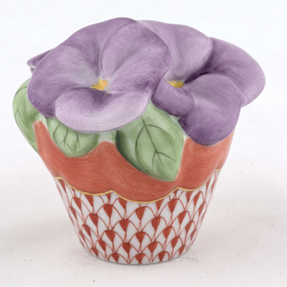 Herend Pansies in Flowerpot Figurine – Rust, alternate view