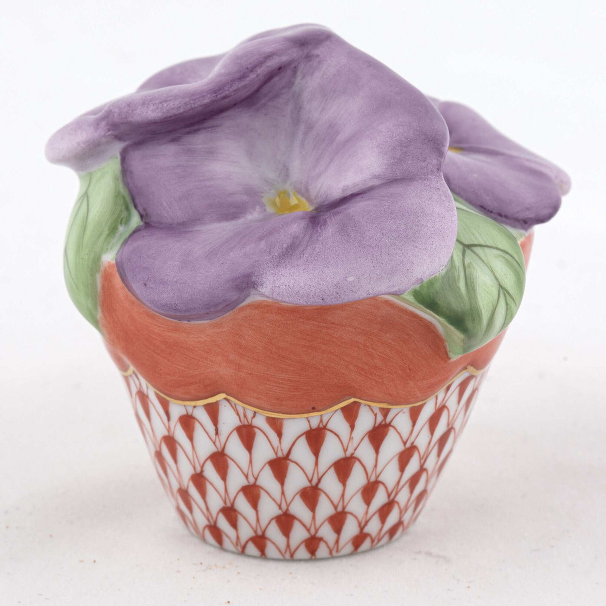 Herend Pansies in Flowerpot Figurine – Rust, alternate view