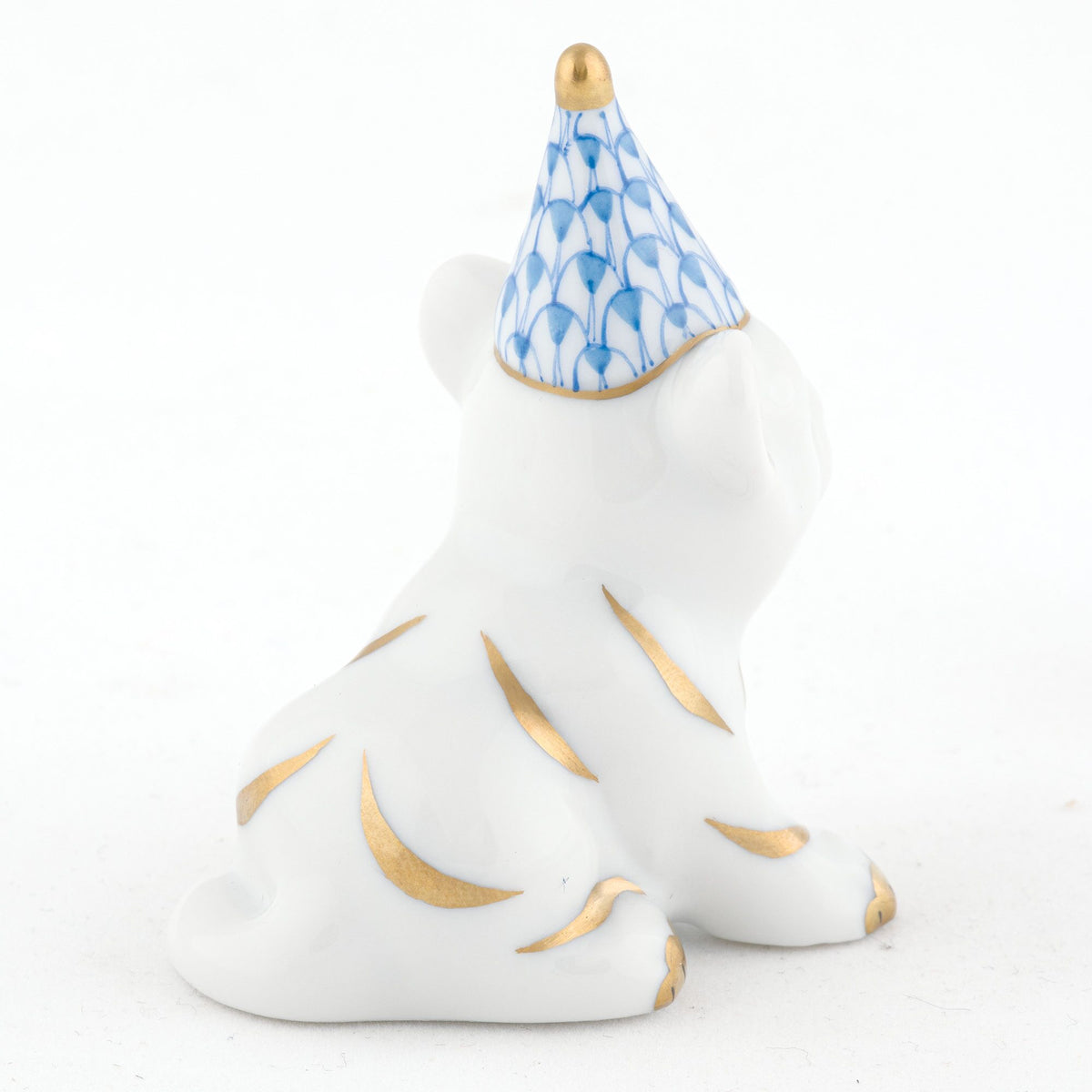 Herend Party Tiger Figurine – Blue, alternate view