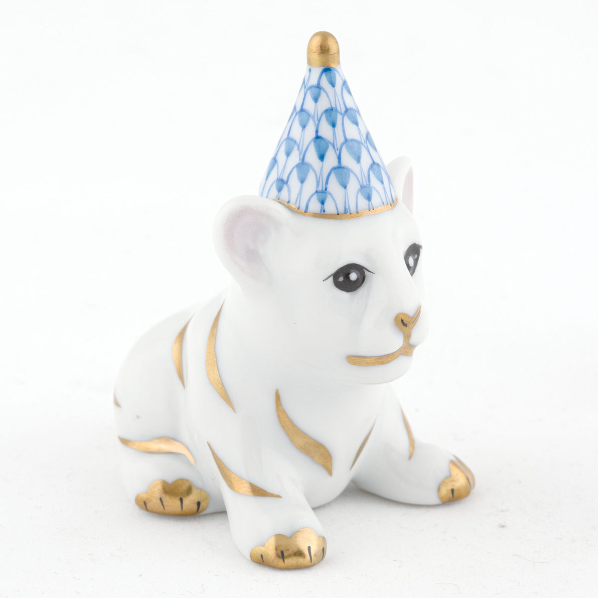 Herend Party Tiger Figurine – Blue, alternate view