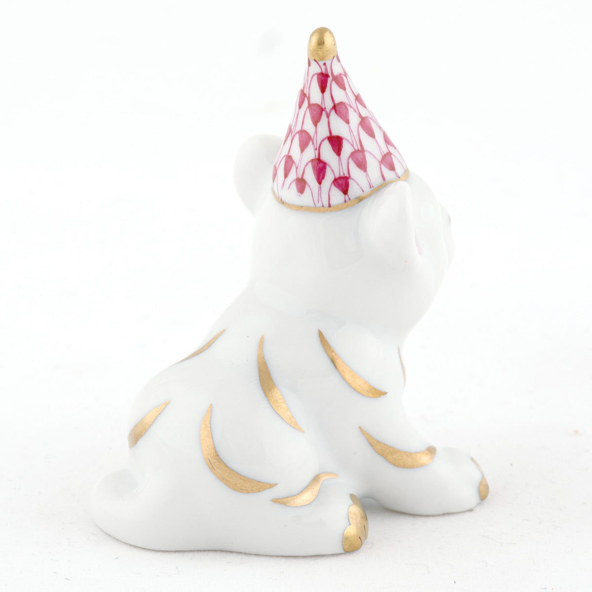 Herend Party Tiger Figurine – Raspberry, alternate view