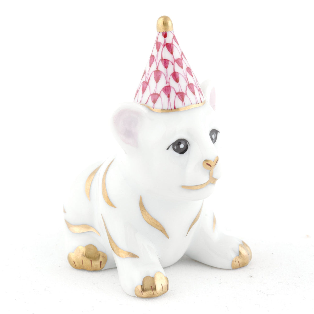 Herend Party Tiger Figurine – Raspberry, alternate view