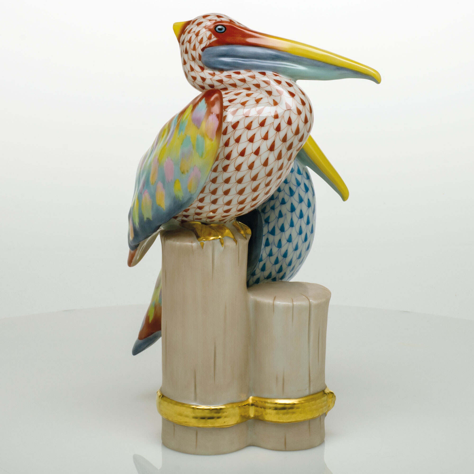Herend Pelicans on Pier Figurine β additional view