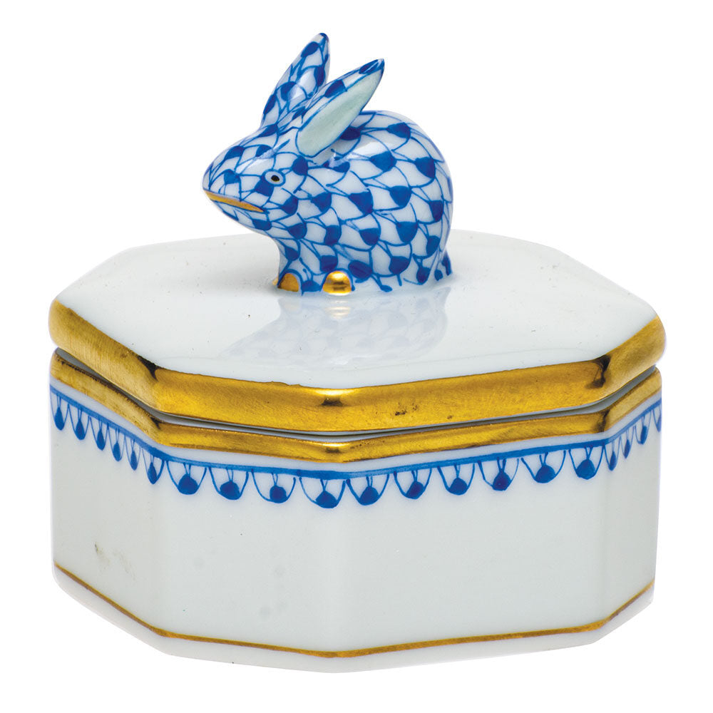 Petite Octagonal Box in hand-painted Sapphire porcelain by Herend of Hungary
