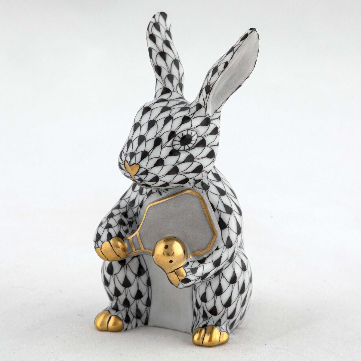 Herend Pickleball Bunny Figurine – Black, alternate view