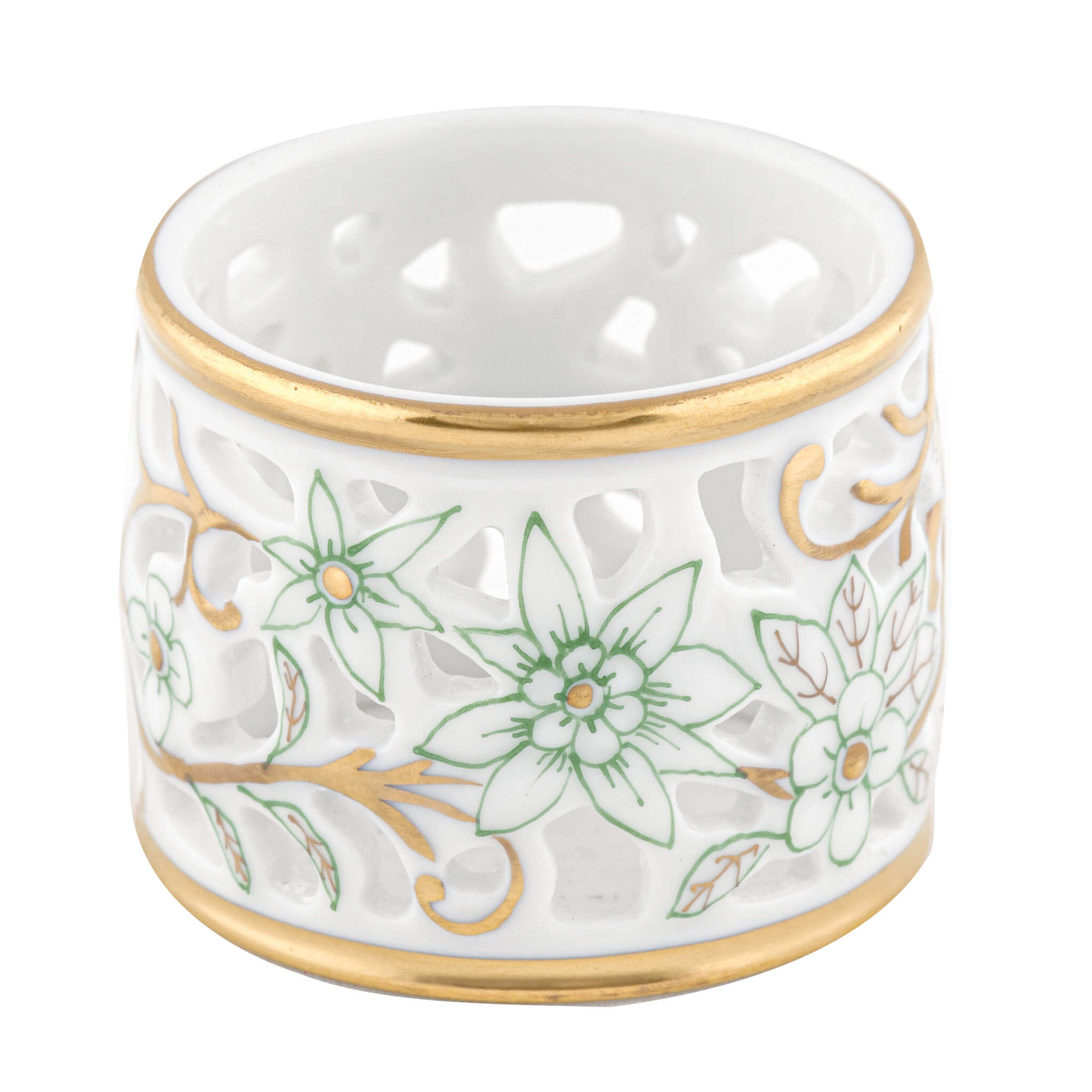 Herend Pierced Napkin Ring in Keylime - Hand-painted Hungarian porcelain by Herend. Paris Tableware.