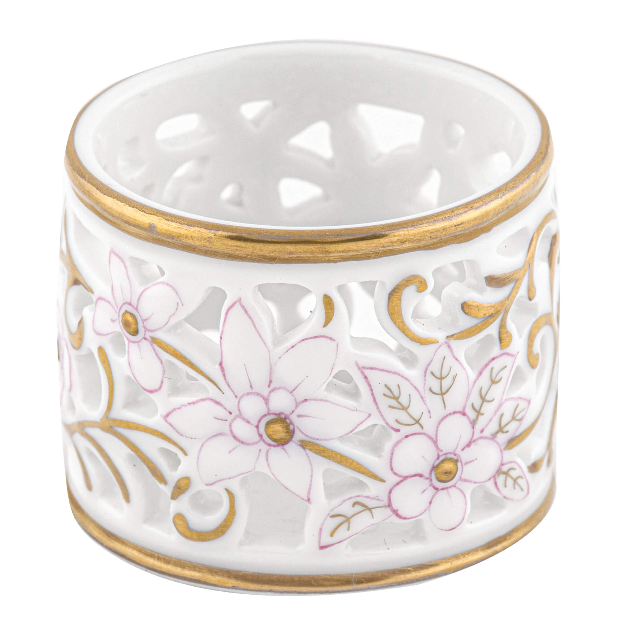 Herend Pierced Napkin Ring in Raspberry - Hand-painted Hungarian porcelain by Herend. Paris Tableware.